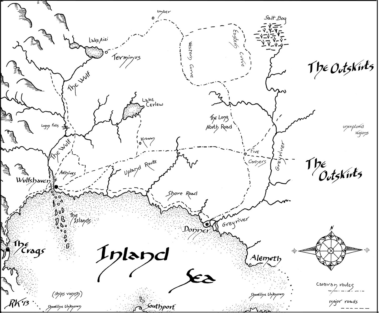 Map from The Steerswoman by Rosemary Kirstein